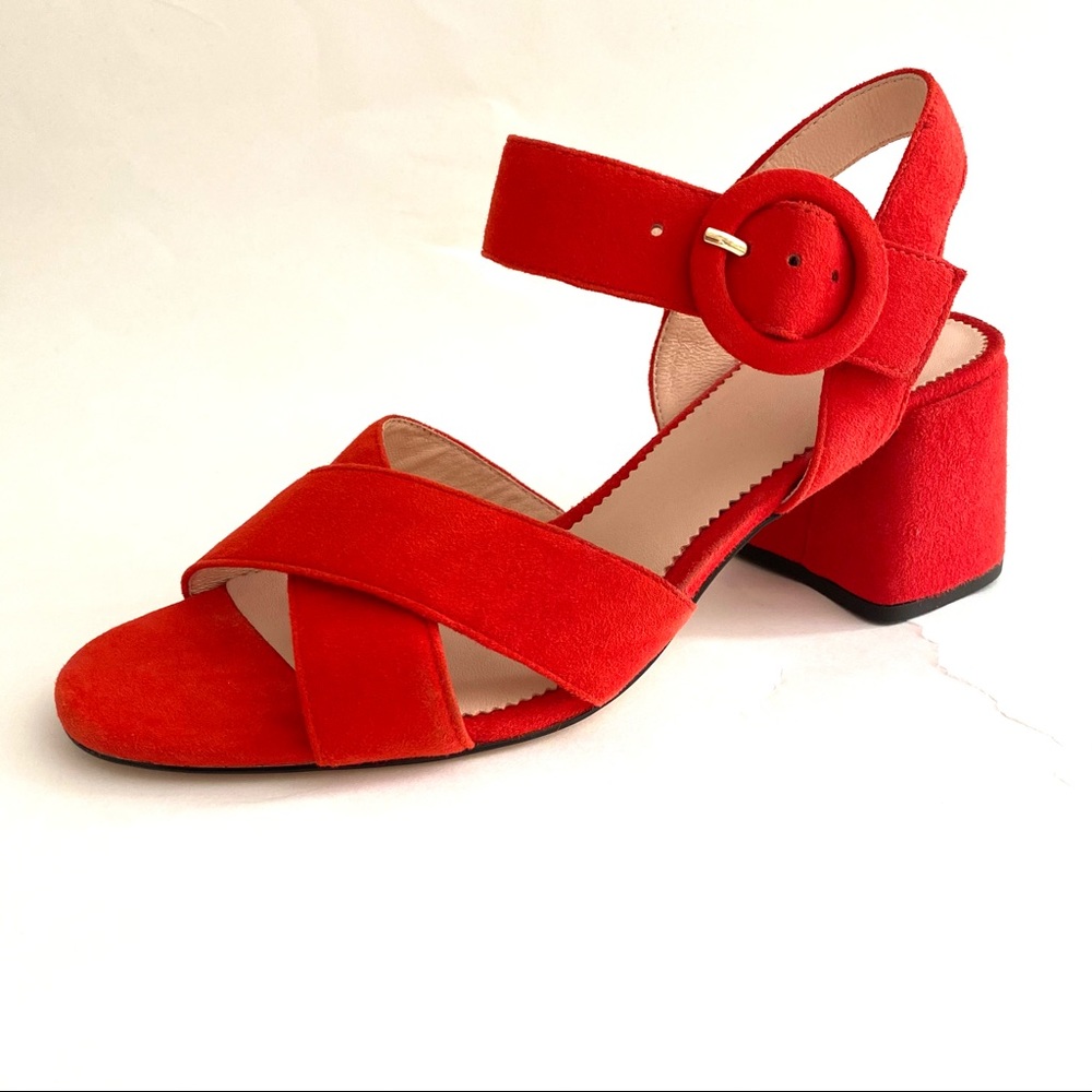 J. Crew Red Suede Penny Sandal, 7.5